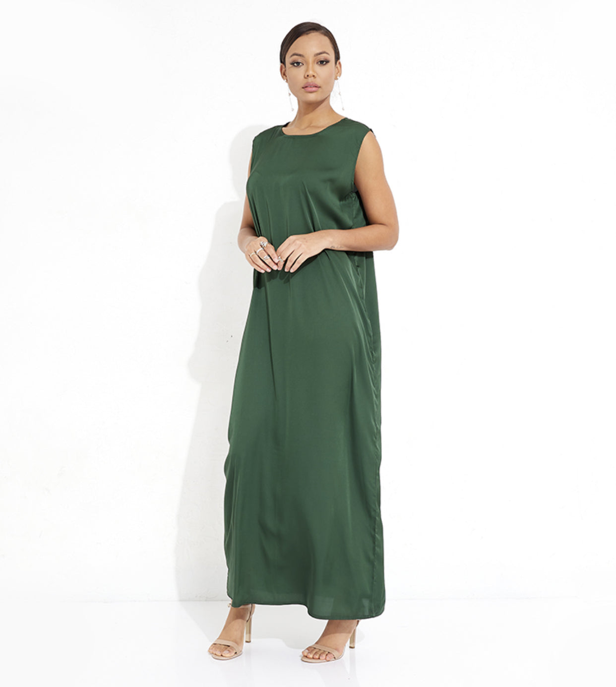Inner Green-Dress Rosette Abaya Inner Green-Dress Rosette Abaya